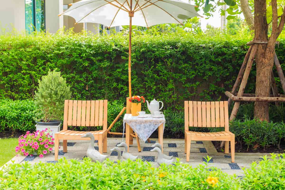 Minimalist Home Garden with Wooden Ornaments